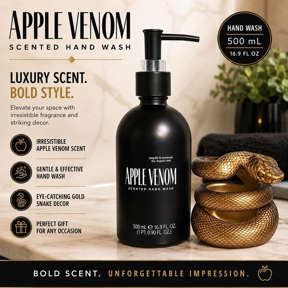 Asquith & Somerset Apple Venom Scented Hand Wash 16.9 oz Gold Snake Bottle